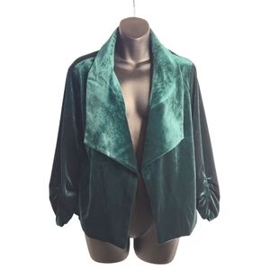 MINT LIMIT Velvet Blazer Women's Green Longsleeve Open Front Size XL NWT